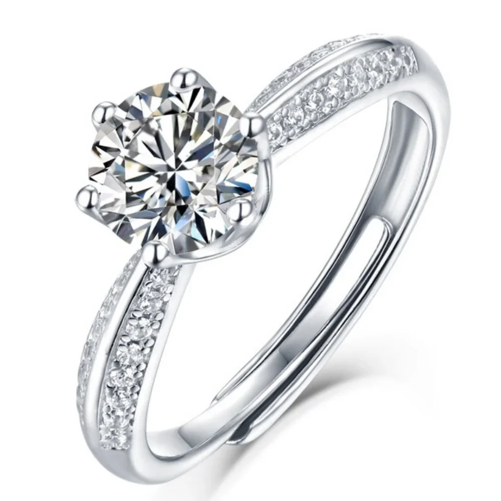 Certified 3ct. t.w. Diamond Moissanite Solitaire Engagement Ring NEW A